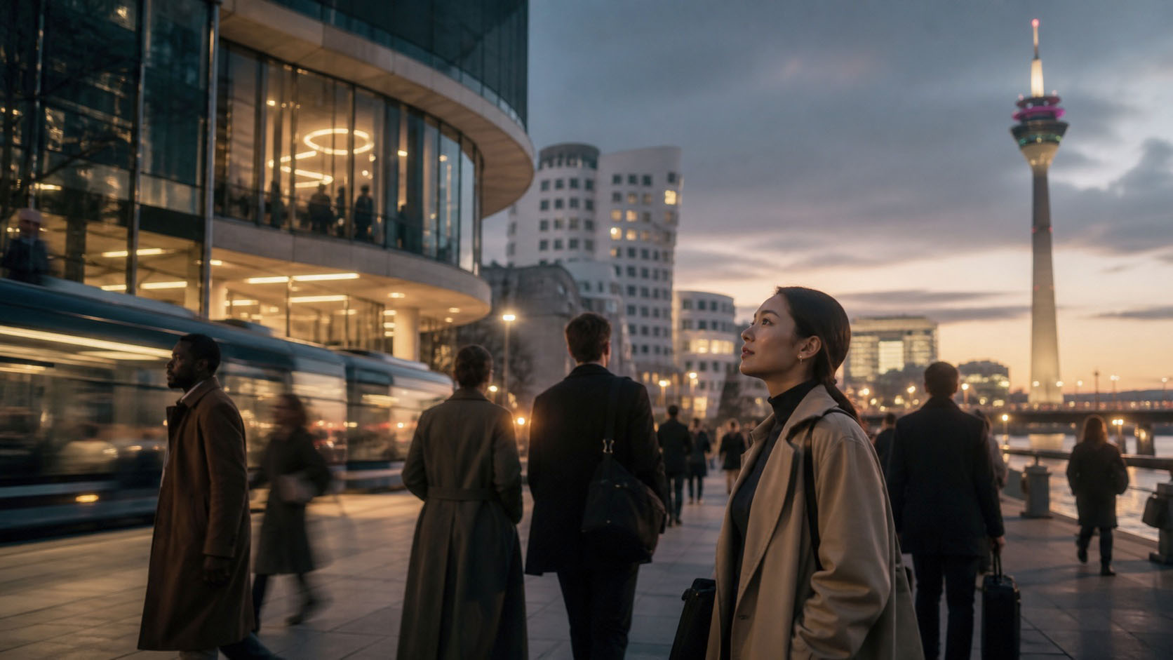 Visualisierung einer Ankunftssituation im urbanen Arbeitsumfeld