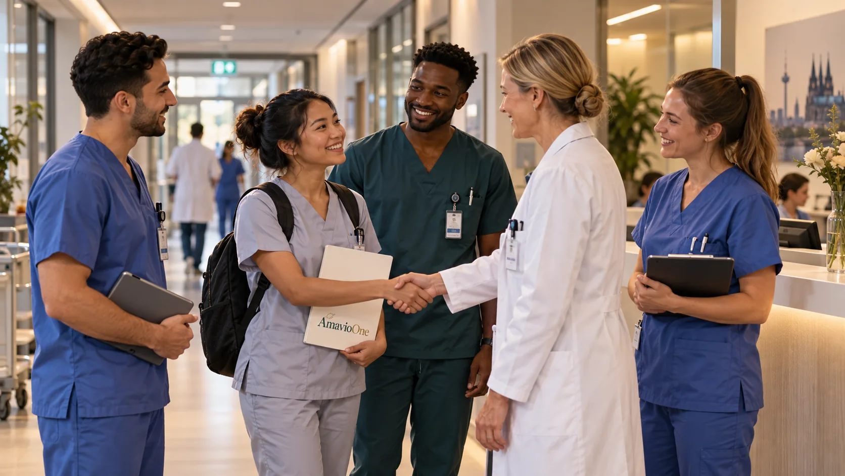 Handover of an arriving professional within an interprofessional team