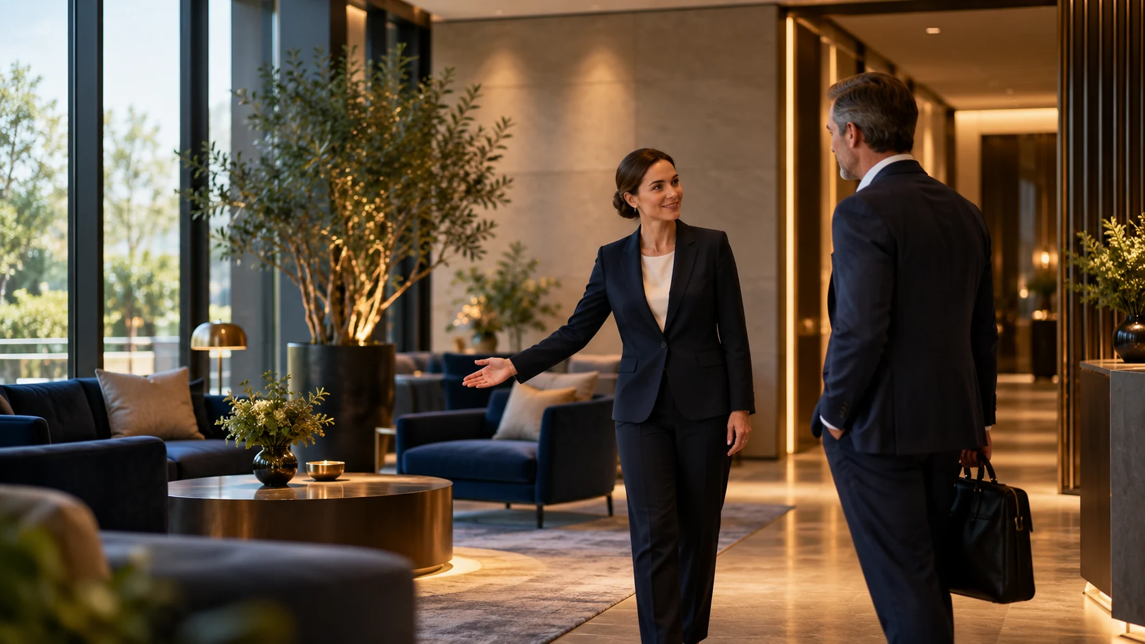 A discreet personal welcome in a calm neutral arrival area